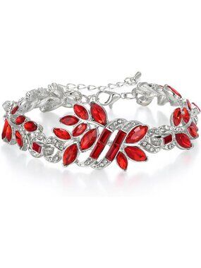 Red Bracelet Cubic Zirconia Bracelet Crystal Elegant Tennis Bracelet